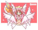  chess chibi crown dress green_eyes halberd hat long_hair pink_hair polearm queen weapon wings 