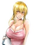  armored_core blonde_hair breasts cleavage dress huge_breasts lana_nielsen large_breasts osakana osakana_(denpa_yun'yun) pink_dress solo 