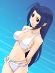  bikini blue_hair breasts idolmaster long_hair miura_azusa muhi11234 ocean red_eyes sea swimsuit 