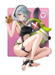 1girl amillion_(zenless_zone_zero) anby_demara burger hamburger short_hair zenless_zone_zero