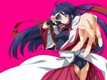  blue_eyes blue_hair foreshortening futori hands hotori_(artist) hotori_(sion) japanese_clothes long_hair ribbon ribbons v 