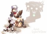  albino armor eyepatch fantasy gauntlets jewelry necklace shadow thigh_strap thighhighs 