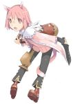  bag cat_ears cat_tail dagger fang lowres pink_hair short_hair tail weapon 