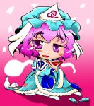  drink ghost hat japanese_clothes kimono kurokami_kinpatsu pink_hair ribbon ribbons saigyouji_yuyuko short_hair touhou 