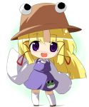  chibi hat moriya_suwako oka_(artist) oka_(bananashoe) ribbon ribbons short_hair touhou 