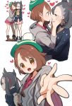  2girls black_hair black_jacket brown_hair choker chorimokki gen_8_pokemon grey_cardigan hair_ribbon hands_on_another&#039;s_face hat heart imminent_kiss jacket mary_(pokemon) morpeko morpeko_(full) multiple_girls pokemon pokemon_(game) pokemon_swsh ribbon tam_o&#039;_shanter yuri yuuri_(pokemon) 