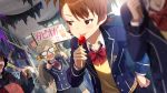  blush brown_hair dress futami_ami idolmaster_million_live!_theater_days short_hair violet_eyes 