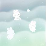  :&lt; ayu_(mog) bird blush halftone highres looking_at_viewer no_humans original rabbit signature snow 