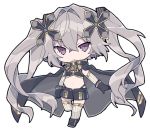  1girl artist_request chibi cross_hair_ornament gloves grey_gloves hair_ornament open_fly ribbon striped striped_ribbon violet_eyes virtual_youtuber white_sleeves x&#039;flare x_enc&#039;ount 