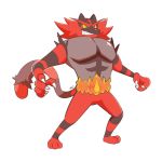  artsy-rc commentary english_commentary fang full_body gen_7_pokemon green_eyes grin highres incineroar no_humans pokemon pokemon_(creature) sharp_teeth signature simple_background smile solo standing teeth white_background yellow_sclera 
