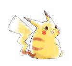  :3 :d artsy-rc commentary english_commentary fluffy from_side gen_1_pokemon highres looking_at_viewer looking_back no_humans open_mouth pikachu pokemon pokemon_(creature) signature simple_background sitting smile solo white_background 