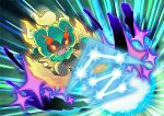  artist_request creature full_body gen_7_pokemon jumping marshadow marshadow_(zenith) no_humans official_art open_mouth pokemon pokemon_(creature) solo soul-stealing_7-star_strike_(pokemon) z-move 