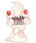  :o alcremie commentary creature english_commentary food fruit full_body fusion gen_7_pokemon gen_8_pokemon marshadow marshadow_(gloom) no_humans pokemon pokemon_(creature) red_eyes simple_background solo standing stelledair strawberry white_background 