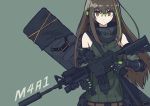 anti-rain_(girls_frontline) armband assault_rifle black_eyes black_gloves black_hair defy_(girls_frontline) detached_sleeves girls_frontline glasses gloves green_hair gun highres jacket long_hair m4_carbine m4a1_(girls_frontline) mod3_(girls_frontline) multicolored_hair papaia_(quentingqoo) ribbed_sweater rifle scarf streaked_hair sweater thigh-highs weapon weapon_case 