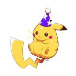  :3 artsy-rc clothed_pokemon commentary english_commentary full_body gen_1_pokemon hat no_humans party_hat pikachu pokemon pokemon_(creature) signature simple_background solo sparks white_background 