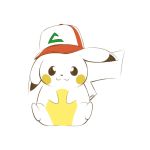  :3 artsy-rc baseball_cap clothed_pokemon commentary english_commentary gen_1_pokemon hat looking_at_viewer no_humans pikachu pokemon pokemon_(creature) red_headwear signature simple_background sitting smile solo white_background 