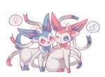  alternate_color blush clarevoir commentary creature english_commentary full_body gen_6_pokemon happy mars_symbol no_humans one_eye_closed pokemon pokemon_(creature) shiny_pokemon simple_background speech_bubble standing sylveon venus_symbol white_background 