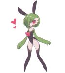  animal_ears bunnysuit clarevoir commentary creature english_commentary full_body gardevoir gen_3_pokemon heart looking_at_viewer no_humans pokemon pokemon_(creature) rabbit_ears simple_background solo standing violet_eyes white_background 