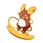  alolan_form alolan_raichu alternate_color artsy-rc commentary english_commentary full_body gen_7_pokemon highres looking_at_viewer no_humans outline pokemon pokemon_(creature) shiny_pokemon signature simple_background smile solo white_background yellow_outline 