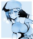  1girl blush breasts fingerless_gloves gloves hat jill_valentine looking_at_viewer medium_breasts nagare open_mouth resident_evil resident_evil_1 short_hair 