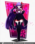  1girl absurdres bb_(fate)_(all) bb_(fate/extra_ccc) black_coat black_footwear boots cloak coat demonx20 fate/extra fate/extra_ccc fate/grand_order fate_(series) gloves hair_ribbon high-waist_skirt highres huge_filesize long_hair neck_ribbon popped_collar purple_hair red_ribbon ribbon skirt solo thigh-highs thigh_boots very_long_hair violet_eyes white_gloves 