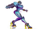  1girl arm_cannon claws cosplay dark_samus full_body helmet high_heels metroid samus_aran samus_aran_(cosplay) solo super_smash_bros. teke weapon zero_suit 