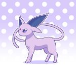  artsy-rc espeon gen_2_pokemon gradient gradient_background highres looking_at_viewer no_humans outline pokemon pokemon_(creature) polka_dot polka_dot_background purple_background signature solo violet_eyes white_outline 