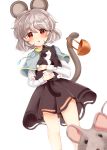  1girl absurdres animal_ears bangs blush cat commentary eyebrows_visible_through_hair grey_hair hair_between_eyes highres looking_at_viewer mouse mouse_ears nazrin red_eyes short_hair simple_background tail touhou white_background zipgaemi 