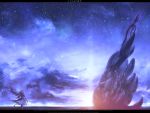  chitose_rin cloud clouds landscape letterboxed original panorama rel scenery skeleton sky solo space star star_(sky) starry_sky stars 