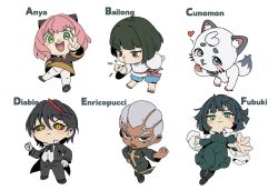 anya_(spy_x_family) artofmiin cat diablo_(tensei_shitara_slime_datta_ken) enrico_pucci fubuki_(one-punch_man) haku_(sen_to_chihiro_no_kamikakushi) jojo_no_kimyou_na_bouken medium_hair multiple_boys multiple_girls one-punch_man sen_to_chihiro_no_kamikakushi short_hair spirited_away spy_x_family