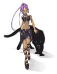  blue_eyes bustier collar corset dark_skin lingerie midriff panther purple_hair underwear 