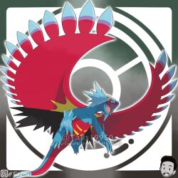  animal_focus artist_name claws colored_sclera commentary dragon english_commentary fangs full_body highres instagram_logo instagram_username no_humans official_style open_mouth outline poke_ball_symbol pokemon pokemon_(creature) pokemon_focus red_eyes roaring_moon sharp_teeth solo teeth tom_higgins v-shaped_eyes white_outline yellow_sclera 
