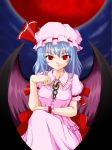  blue_hair brave_(pixiv) moon red_eyes red_moon remilia_scarlet touhou wings wrist_cuffs 