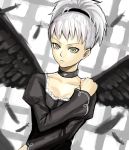  choker feathers gothic gothic_lolita hairband k+ lolita_fashion short_hair white_hair wings 