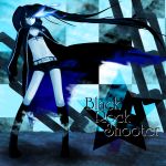  black_rock_shooter black_rock_shooter_(character) blue_eyes chain chains hatsune_miku highres long_hair midriff shorts twintails vocaloid yasuhito 