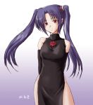  china_dress chinadress chinese_clothes elbow_gloves flower gloves long_hair purple_hair red_eyes rose roses twintails 