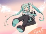  aqua_hair detached_sleeves hatsune_miku headset ixy necktie swing thigh-highs thighhighs twintails vocaloid 