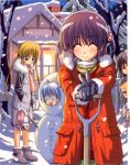  hayate_no_gotoku! sanzen'in_nagi sanzenin_nagi segawa_izumi shovel snow snowman v winter_clothes worktool 