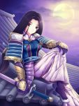  armor genderswap japanese_clothes long_hair moon sitting sword very_long_hair weapon 