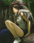  ghibli kodama_yuuki mononoke_hime princess_mononoke san short_hair sitting socks studio_ghibli 