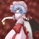  blue_hair bococho cup red_eyes remilia_scarlet touhou wine_glass wineglass wings 