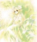  bare_shoulders flower highres long_hair nanase_aoi nature original pointy_ears staff very_long_hair 