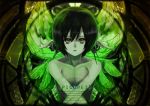  amber_eyes black_hair butterflies butterfly chitose_rin letterboxed machine machines original pointy_ears rel short_hair solo topless wings yellow_eyes 