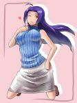  amanooni_touri bad_id bare_shoulders heart idolmaster long_hair long_skirt miura_azusa purple_hair sleeveless sleeveless_turtleneck turtleneck wink yokkora 