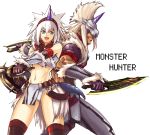  hairband horn kimuchi kirin kirin_(armor) loincloth monster_hunter thighhighs weapon white_hair 