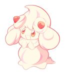  :d alcremie artsy-rc food fruit full_body gen_8_pokemon highres no_humans open_mouth pokemon pokemon_(creature) signature simple_background smile solo strawberry white_background 