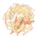  ashleyloob fire flareon flat_color green_eyes highres md5_mismatch open_mouth pokemon pokemon_(creature) simple_background white_background 