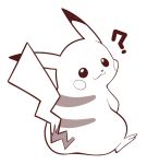  :3 ? artsy-rc closed_mouth from_behind full_body gen_1_pokemon greyscale highres looking_at_viewer looking_back monochrome no_humans pikachu pokemon pokemon_(creature) simple_background sitting white_background 