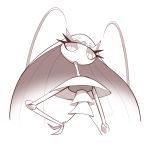  artsy-rc closed_mouth gen_7_pokemon greyscale hand_on_hip highres looking_at_viewer monochrome no_humans pheromosa pokemon pokemon_(creature) signature simple_background solo white_background 