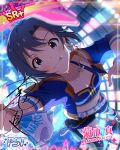  black_hair blue_eyes blush character_name dress idolmaster_million_live!_theater_days sakuragi_mano short_hair smile 